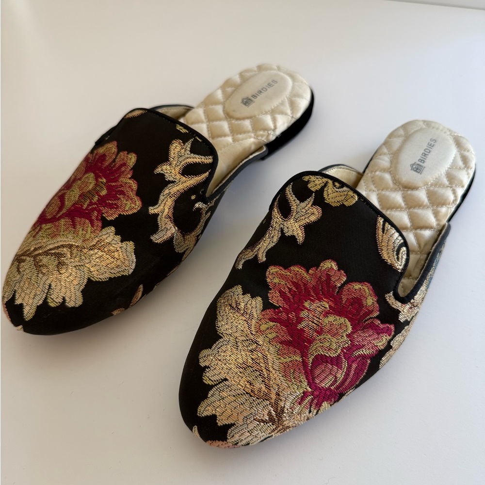 Birdies Black and Gold Floral Mules - Picture 4 of 5